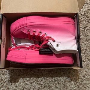 NWT Hot pink high-top converse
